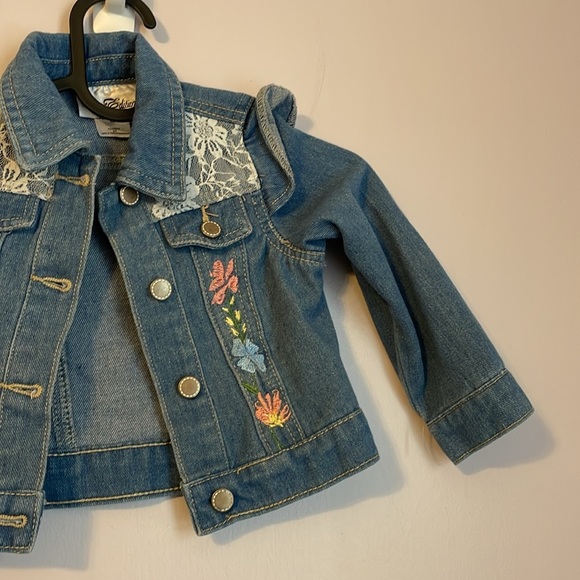 Rare Editions Denim Lace Embroidered Floral Design Jean Jacket size 3T - Picture 3 of 14